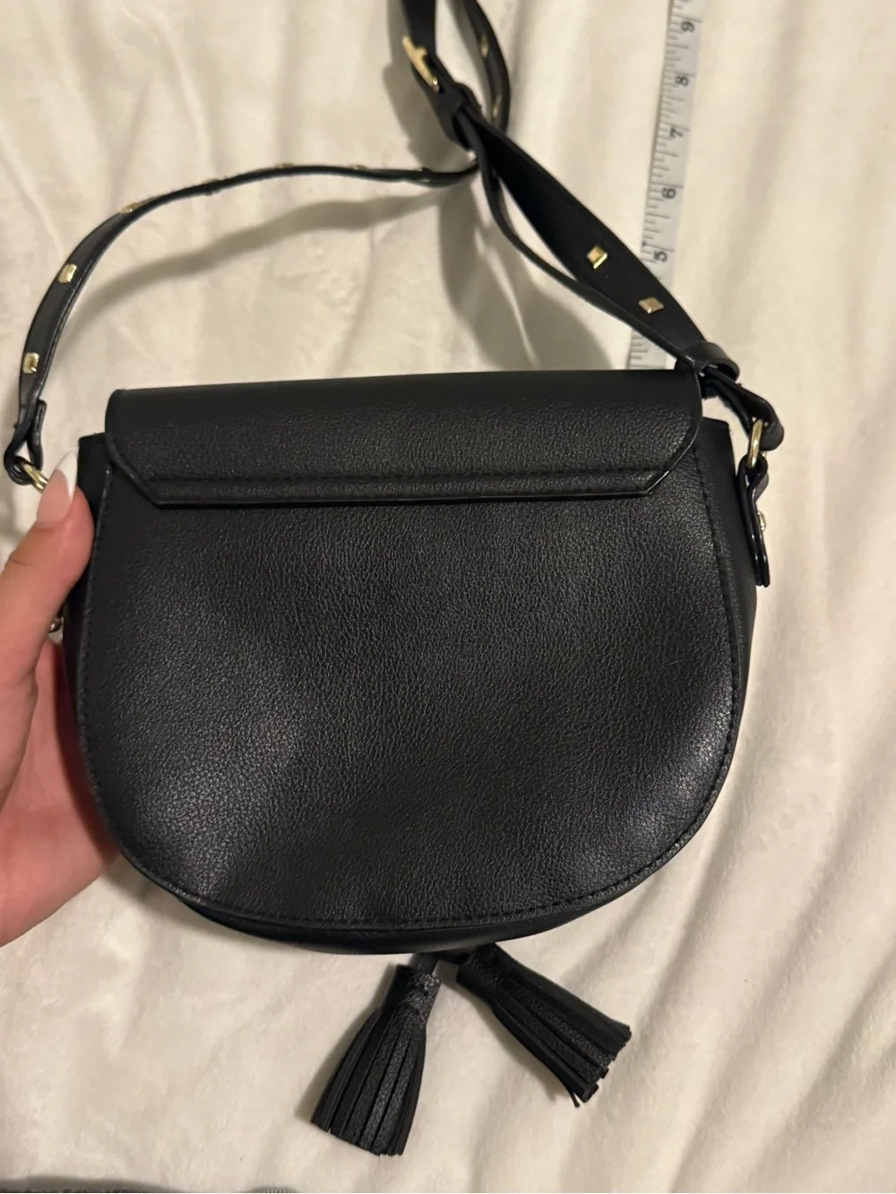 Victoria's Secret Black Studded Tassel Crossbody